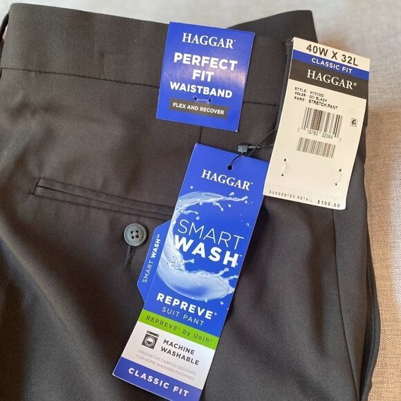 Haggar Men's Smart Wash Premium Stretch Classic Fit Solid Suit Separates - Picture 7 of 8